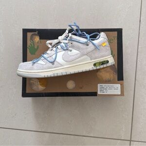 Nike Off-White x Dunk Low Lot 12 Sail/Neutral Grey-Psychic Blue DM1602 Mens 10.5